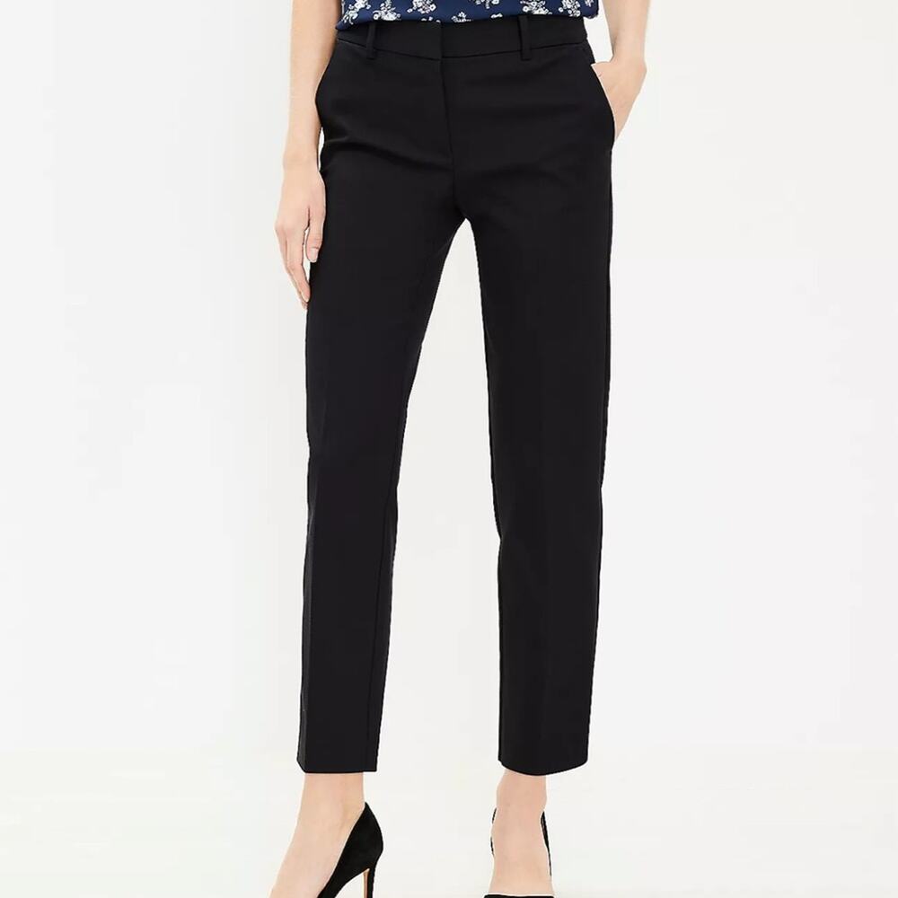 LOFT Black Mid-Rise Straight Leg “Marisa Ankle” Trousers Slacks Pants Size 4